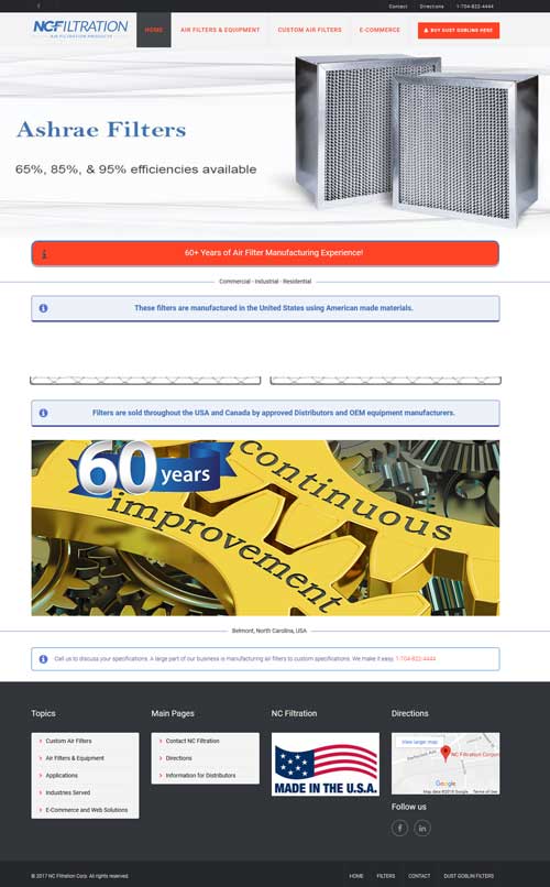 NC Filtration Website Design Fort Mill, South Carolina